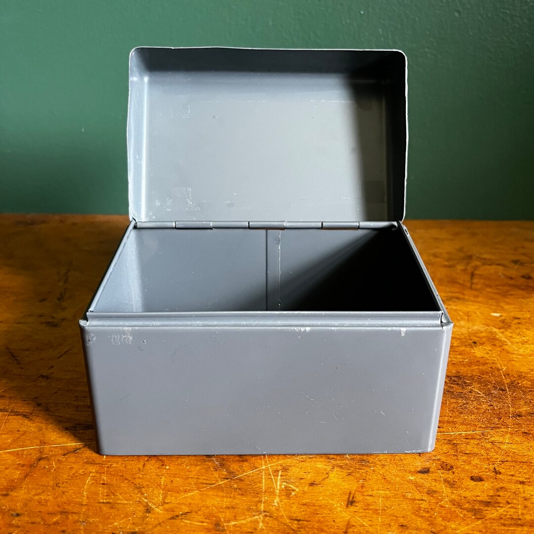 Vintage Cole C35 Grey Metal Index Card File Box Etsy