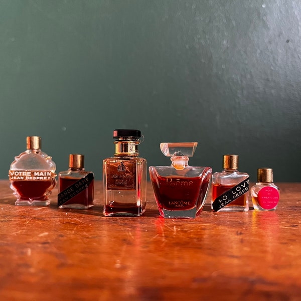 Vintage Perfume Bottles. Poeme Lancôme. Arpege Lanvin. Jean Desprez. French Perfume. Bathroom Decor.