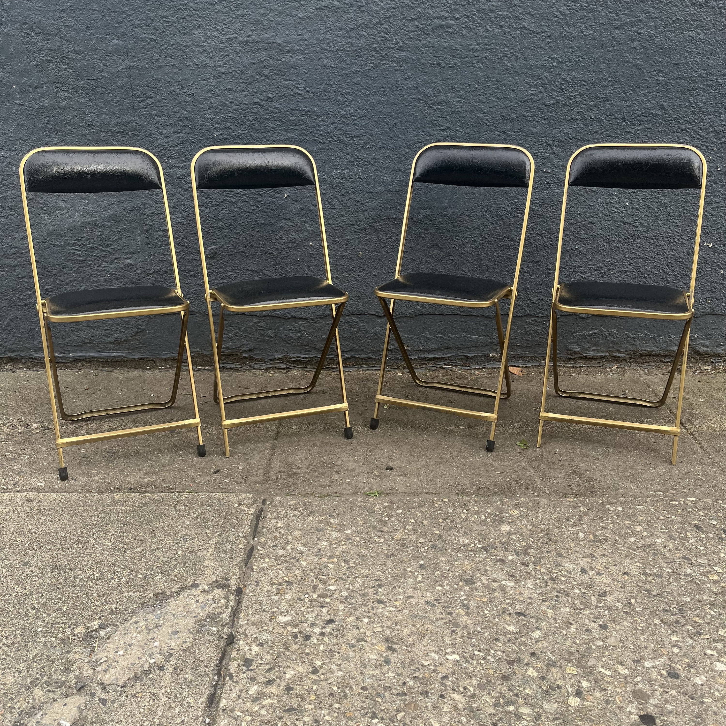 Vintage Black and Gold Folding Chairs Fritz Co
