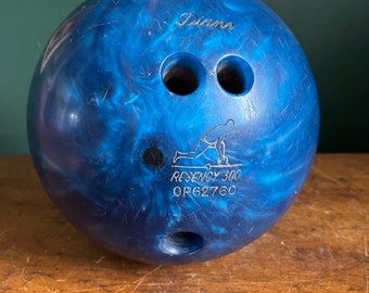 Vintage jaren 1970 helderblauwe regentschap 300 eboniet bowlingbal