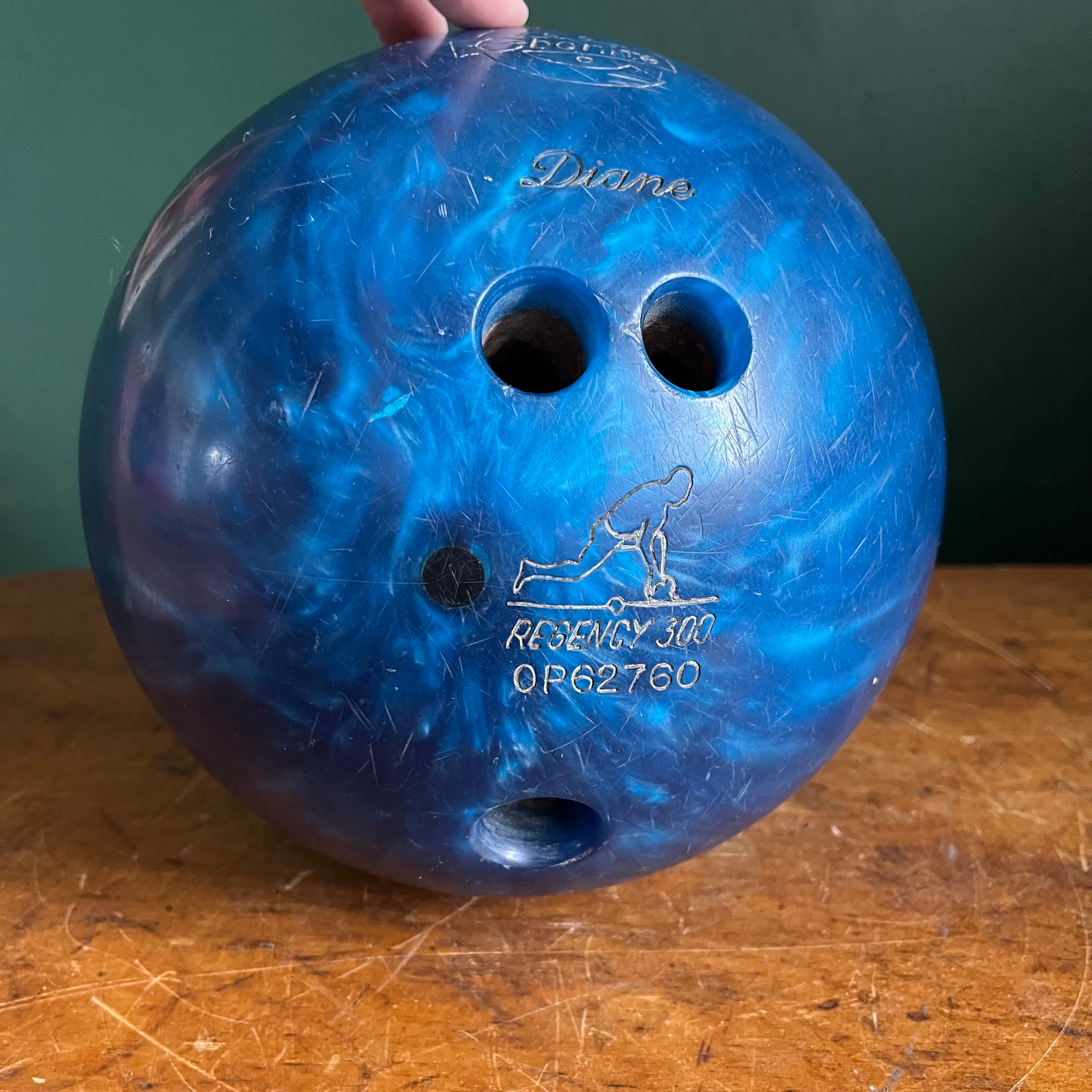 Vintage 1970s Bright Blue Regency 300 Ebonite Bowling Ball