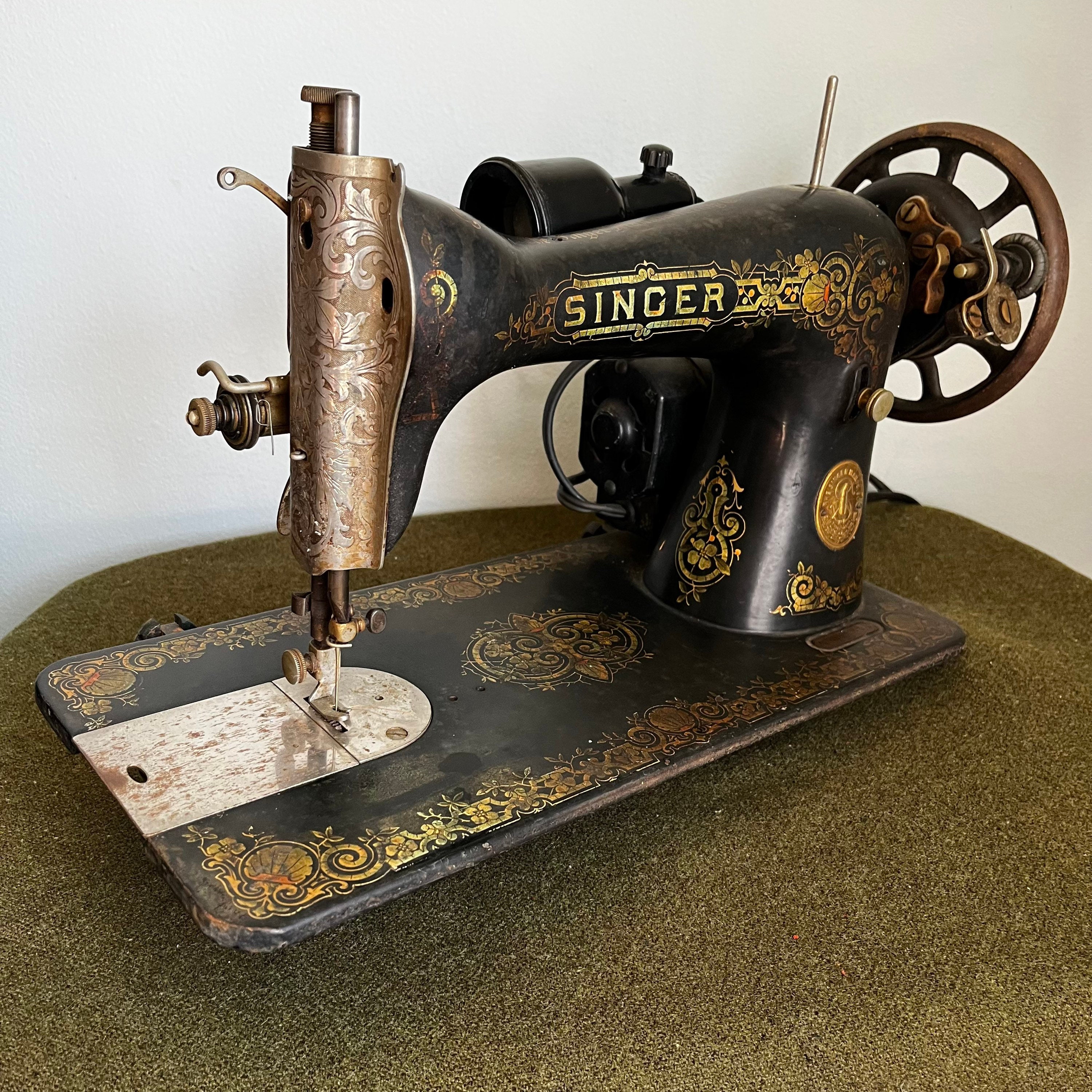 Antica macchina da cucire Singer floreale nera vintage del - Etsy Italia