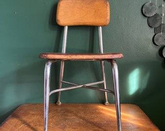 Industrial Chic Metal and Wood Heywood Wakefield School Chair Schoolhouse Chair Classroom Furniture