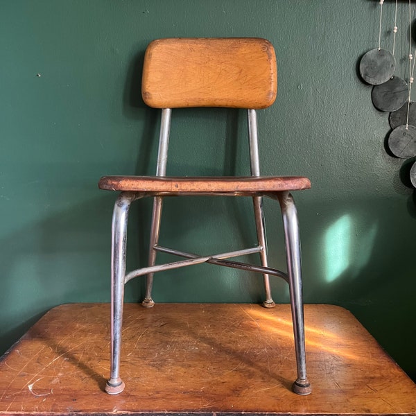 Industrial Chic Metal and Wood Heywood Wakefield School Chair Schoolhouse Chair Classroom Furniture