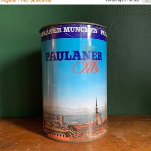 Vintage Extra Large Paulaner Pils German Beer Can. Beer Lover. Beer Can Collector.