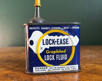 Lock Ease Graphited Fluid Can Oil Lock Fluid Household Lubricant 3 Oz. Vintage. Garage Mancave