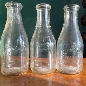 Vintage Glass New Jersey Dairy Farms Milk 1 Quart 1 Pint Milk Bottle Cottagecore Country Decor Farmhouse  Bordens Farms Lone Pine