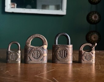 Vintage Yale & Towne Padlock No Key Antique Lock Antique Padlock Set of 4 Mixed Set Lot