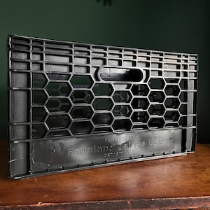Vintage Black Farmland Dairy Rectangular Plastic Milk Crate Dorm Garage Craft Room Storage