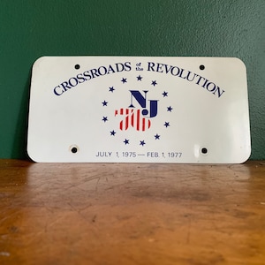 Vintage 1977 Crossroads of the Revolution NJ Commemorative License Plate.