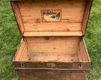 NO SHIPPING Antique Brown Steamer Trunk