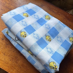 Vintage 1998 Tweety Bird Flat and Fitted Twin Sheets Vintage Bed Sheets Pillowcase 1990s Kids Warner Brothers