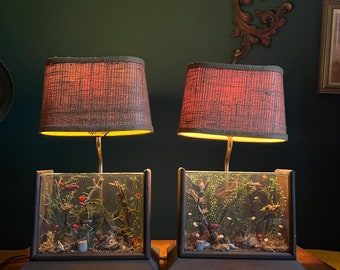 Pair of  Vintage Woodland Lamps Whimsical