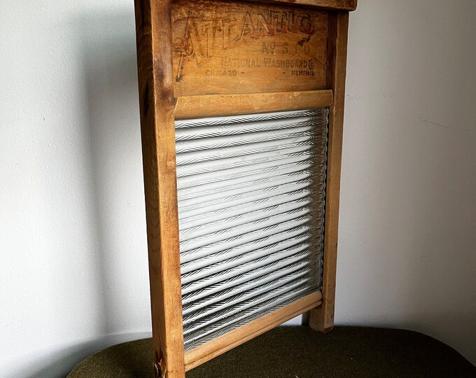 Vintage Wooden and Glass Washboard. National Washboard Company Laundry