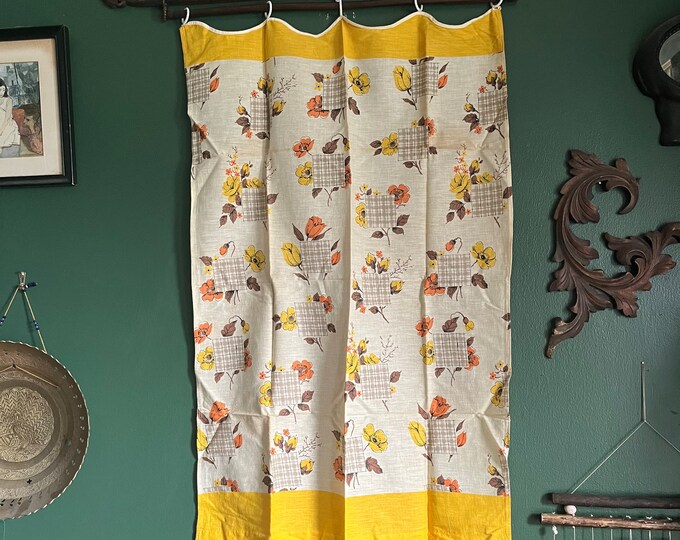 Pair of Yellow Vintage Kitchen Curtains Etsy