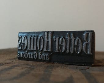 Vintage Better Homes and Gardens Wooden Letterpress Printer's Block.