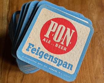 Vintage Beer Coaster Feigenspan Brewing Company Newark New Jersey  Bar Garage Bar Man Cave Bar Room Decor