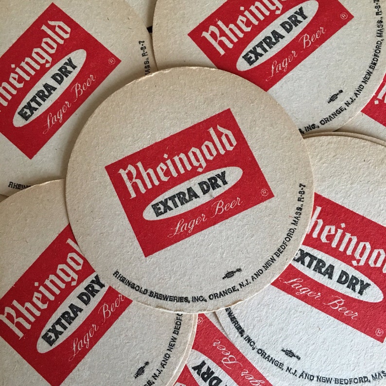 Set of 40 Unused Rheingold Vintage Coasters Vintage Bar 1960s Bar 1970s Bar Garage Bar Man Cave Bar Room Decor Orange NJ image 4