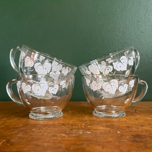 Vintage Anchor Hocking Grape Leaf Punch Cups Set of 4 Replacement Cups Entertaining Serving