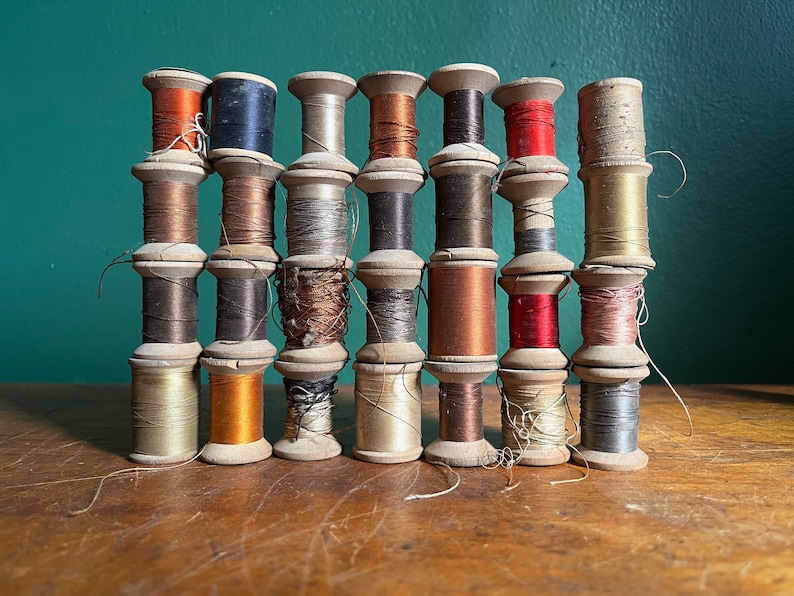 Huge Lot of Wooden Vintage Sewing Thread Spools. Over 35 Etsy