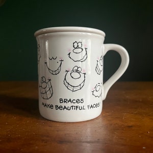 Vintage 1985 Hallmark Braces Mug Vintage 1980s Metal Mouth Cartoon Mug