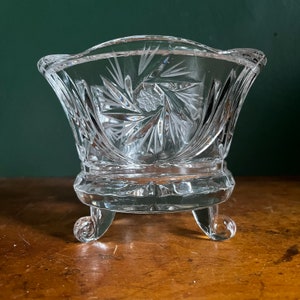 Vintage Cut Glass Footed Candy Dish Candy Bowl Trinket Dish