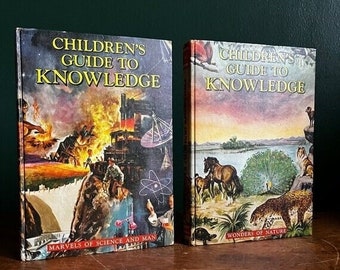 Two Vintage 1959 Children’s Guide to Knowledge Hardcover Books. Shelf Filler. Encyclopedia.