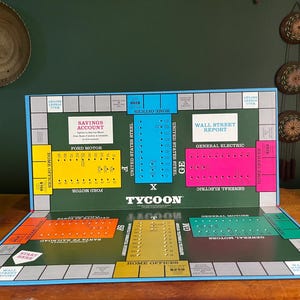Vintage 1966 Tycoon Game Board  Board Only Game Room Decor Milton Bradley 1960s