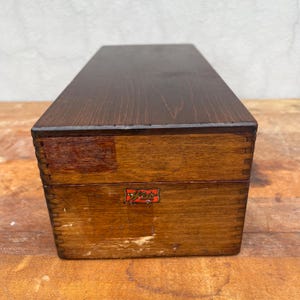 Vintage hölzern WEIS Karte File Box Schwalbenschwanz Holz Extra Lang