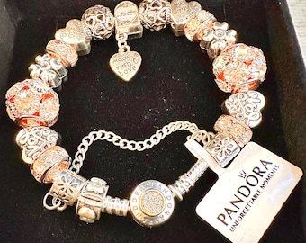 PANDORA Made With Love .925 STERLING SLIVER Charm Bracelet with Box