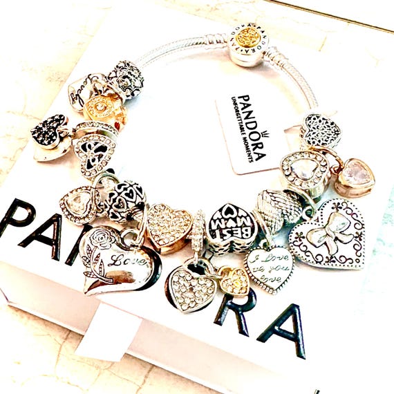 PANDORA Sterling Silver/14k Gold Signature Bracelet With Silver