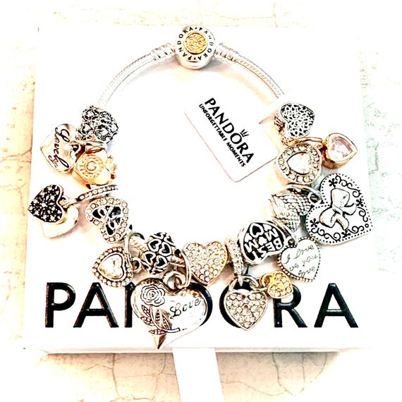 PANDORA Sterling Silver/14k Gold Signature Bracelet With Silver