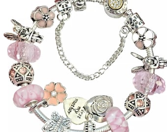 PANDORA Sterling Silver/14K Gold Bracelet With  MOTHER’S LOVE Angel Charms!