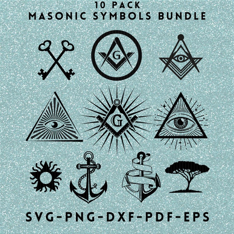 Masonic Symbols SVG PNG Bundle,freemasonry Cut Files,all Seeing Eye ...