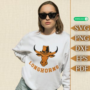 Longhorns SVG - Texas Football Team Design for Cricut, Silhouette, Game Day T-Shirts, Mugs, Home Décor, and DIY Crafts, png dxf eps pdf File