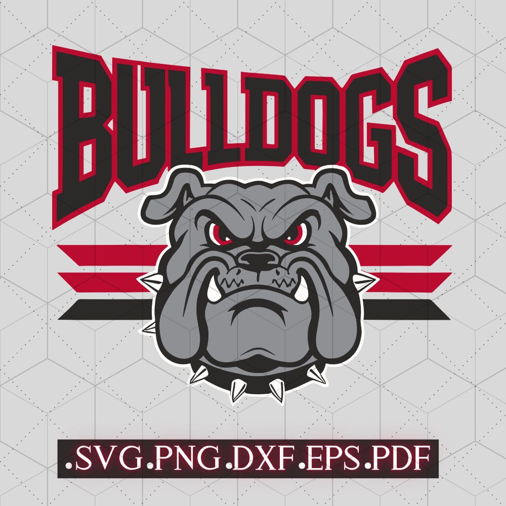 Bulldogs Football Svg Team Logo Cut File | Bulldog Mascot Clipart | Diy Shirt Decal | Sports Fan Design, Formats: Svg,Png,Dxf,Eps,Pdf