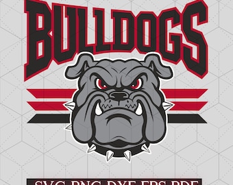 Bulldogs voetbal svg team logo gesneden bestand | Clipart bulldog-mascotte | DIY-shirtsticker | Ontwerp sportfan, formaten: svg, png, dxf, eps, pdf