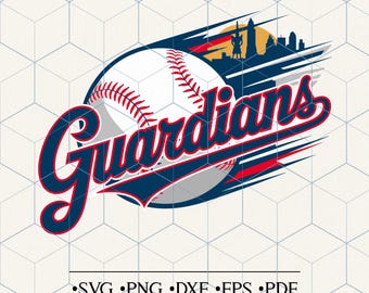 Guardians Baseball Team svg Design - Bold Script Font with Ball and Skyline - Cricut and Silhouette Cut File - png dxf eps pdf