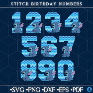 Stitch-Themed Number Set svg png | Birthday Decor, Cake Topper Number Designs, Invitations | Digital Files 0-9 for Cricut & Silhouette