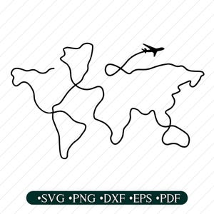 Weltkarte svg, Reisekarte svg Cut Files, Line Art, Vektor-Dateien, Silhouette, Cricut, einfach zu benutzen, Instant Download