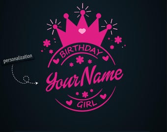 Birthday Princess Girl Custom Name Personalized Birthday Design svg, png, dxf, eps, pdf, Printable, Cricut, Cut File, Trendy Princess Design
