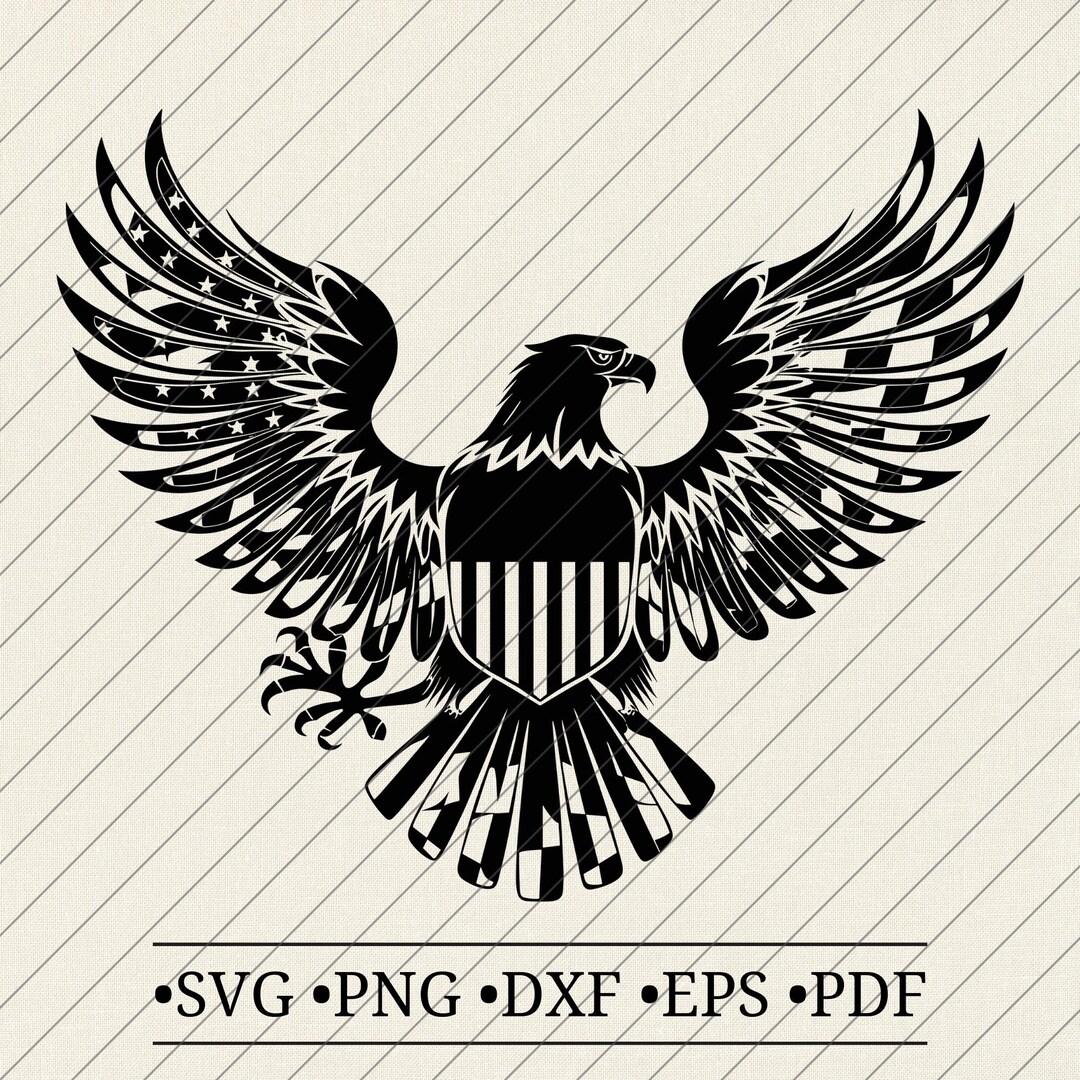 Flying American Eagle With USA Flag Svg & PNG Files, Patriotic Clipart ...