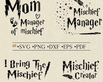 Mischief svg gesneden bestanden bundel, moeder manager van onheil, onheil manager, ik breng het onheil, onheil maker, Cricut, snijden/afdrukken