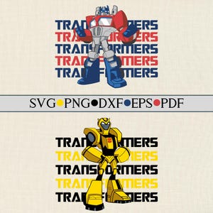 Transformers SVG Bundle | Optimus Prime, Bumblebee | png, dxf, eps, pdf for Cricut & Silhouette Crafts, Shirt Design, Birthday Decoration