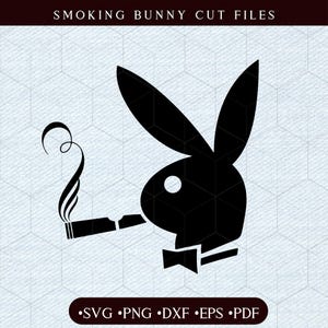 Smoking Bunny SVG Cut Files, Rabbit Head Silhouette, Quirky Design, svg, png, dxf, eps, pdf, Bunny Cricut, Laser, Funny illustrations