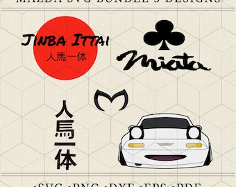 Mazda SVG Bundle, JINBA ITTAI, Mx-5, Miata, Iconic Cars, Cutting Printing Files, for Cricut Laser, Car Lover Clipart