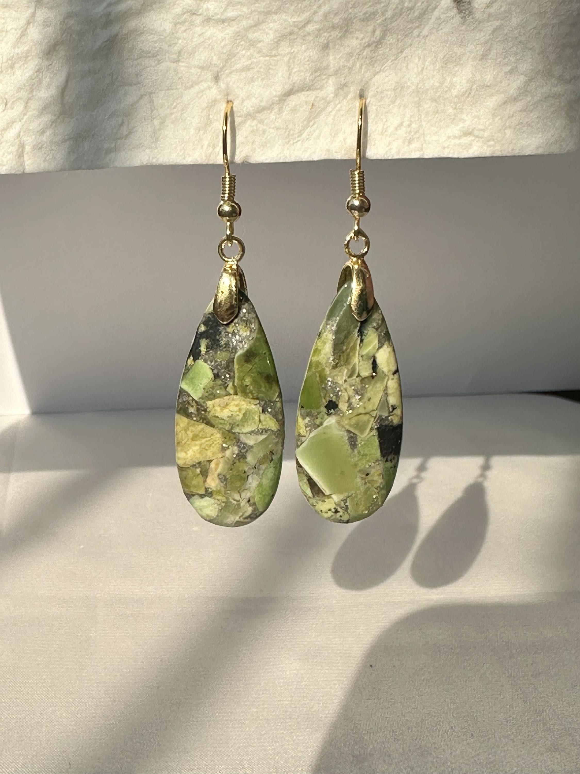 最新人気 Jasper Green Earring Etsy - アクセサリー