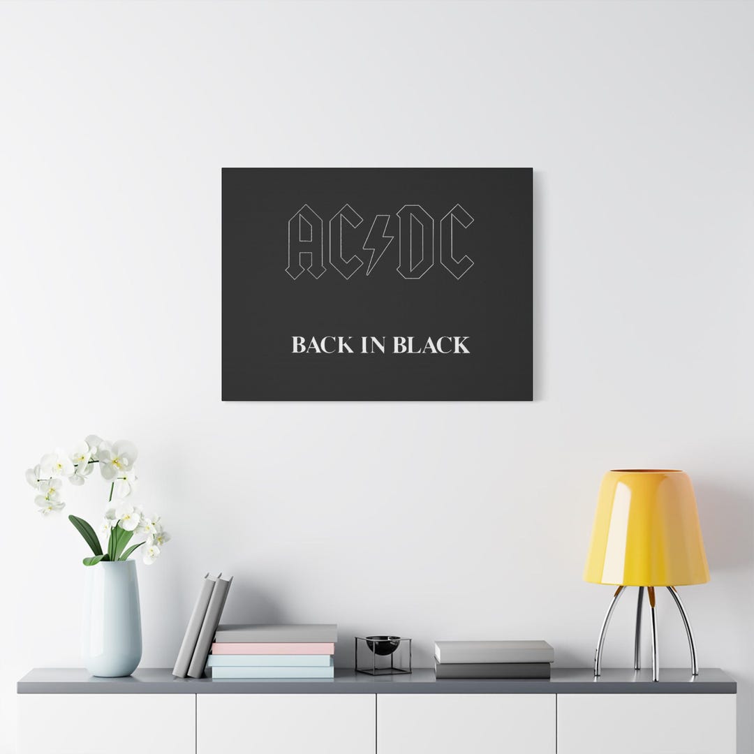 AC/DC Album Cover Matte Canvas, Back in Black Album Cover, Canvas ...