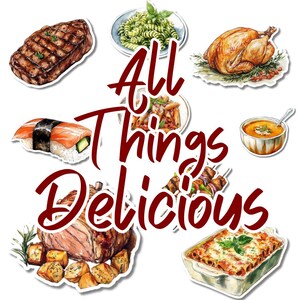 50 stickers | Afdrukbare stickers | PNG | SVG | Digitale stickers | Voedselstickers