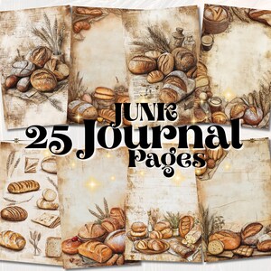 25 arquivos JPEG | Arquivo digital | Páginas de preenchimento com tema de pão | Páginas de diário